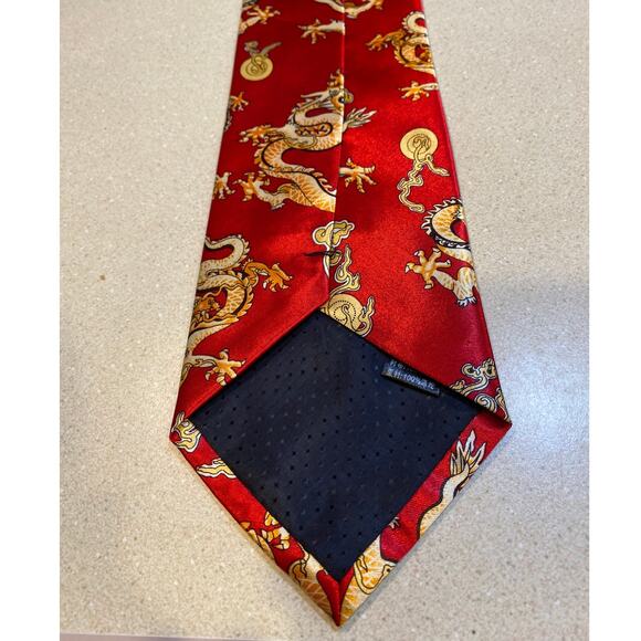Chinese Red Dragon Tie Silk - Picture 4 of 4